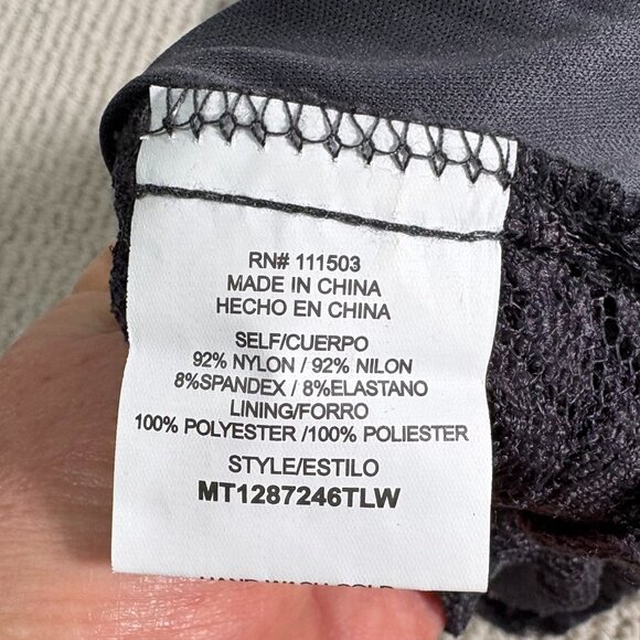 Lily White Victorian Semi-Sheer Floral Lace Blouse Women's Gray XL High Neckline - Picture 5 of 9